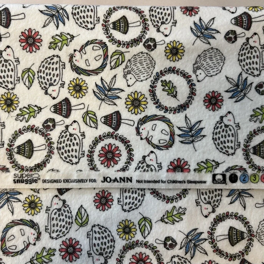 Super Snuggle Hedgehogs Mushrooms Floral Cotton Flannel Fabric Joann's 42